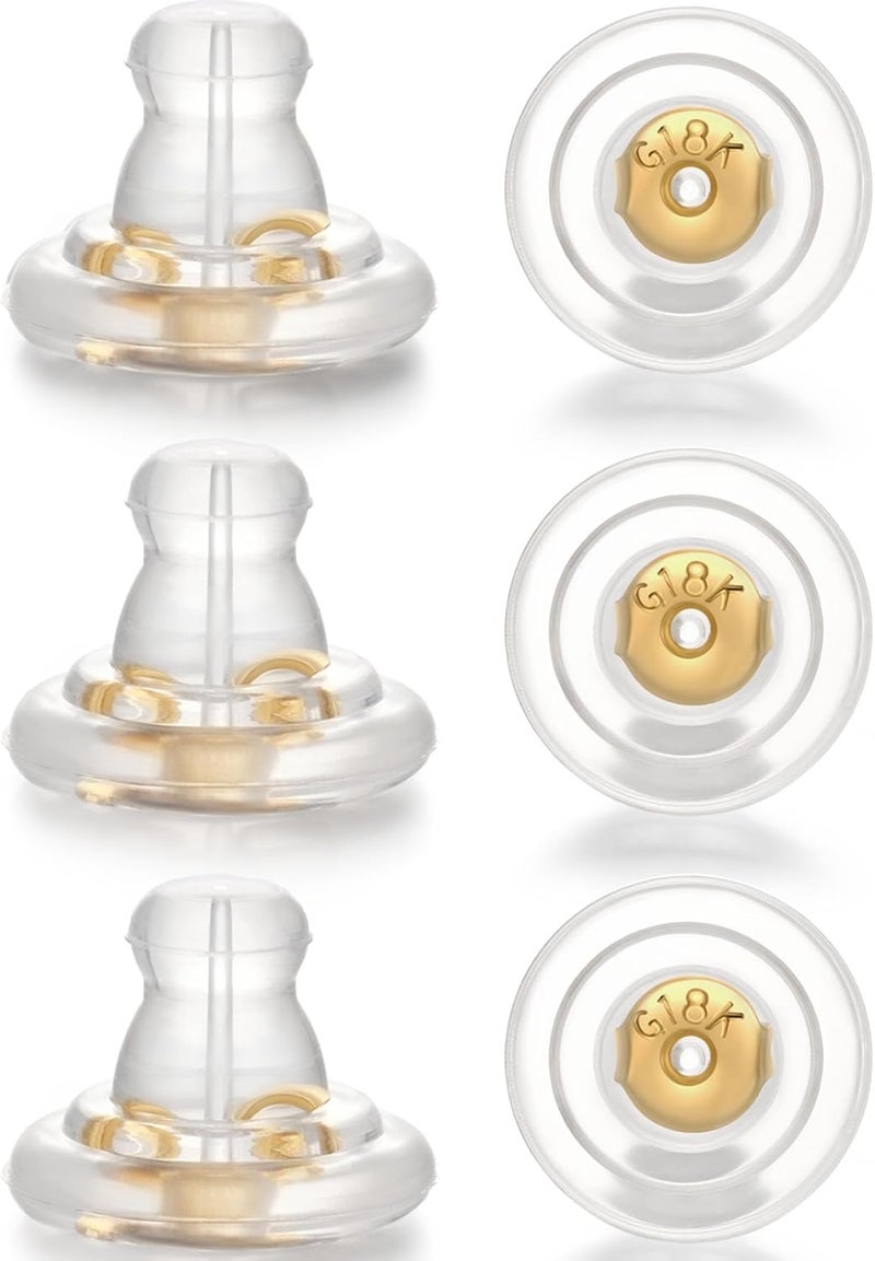 Moconar Earring Backs, Silver Silicone Earring Backs Replacements for Studs/Droopy Ears, Hypoallergenice Secure No-Irritate Earring Backs for Adults (Gold) - Image 1